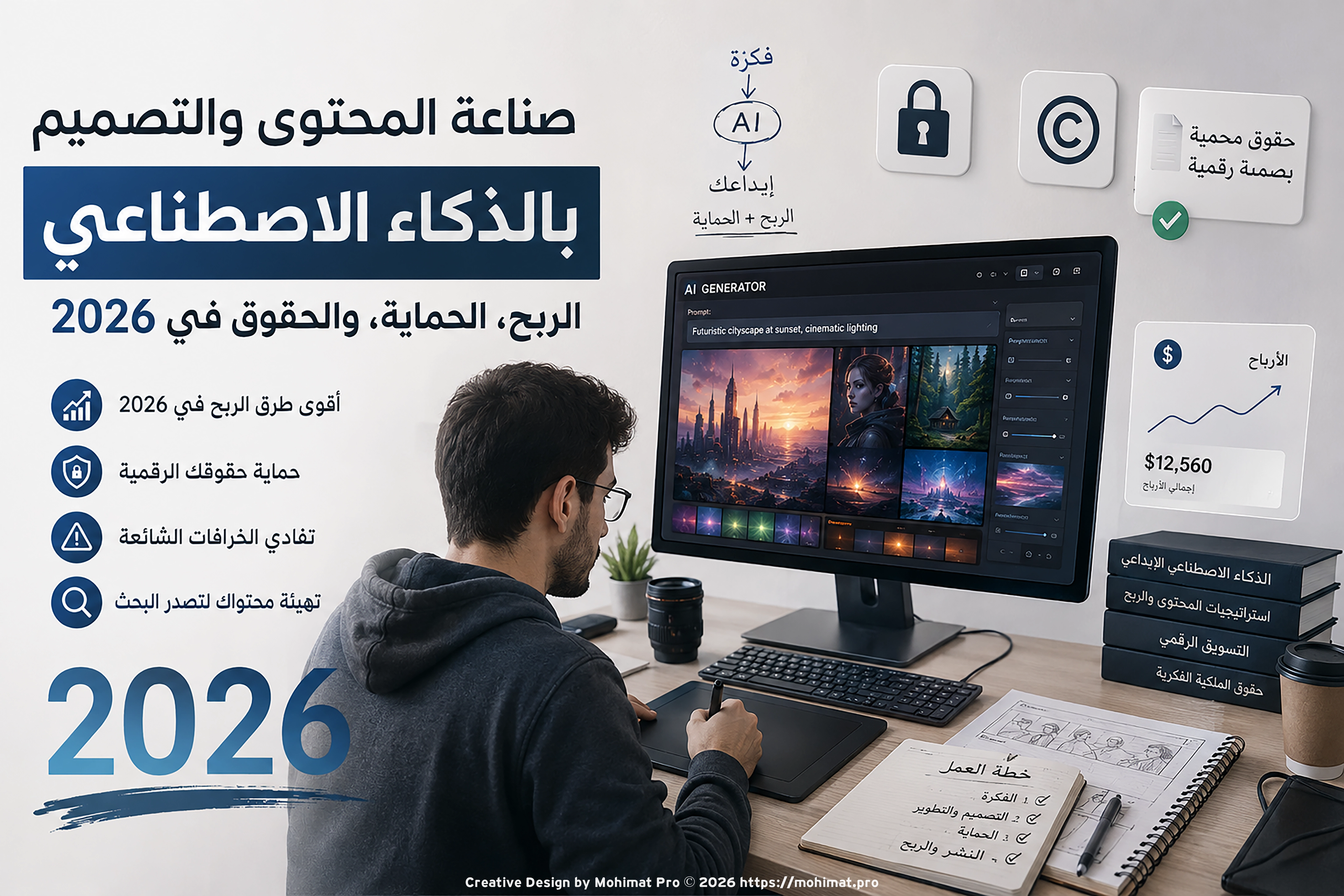 صناعة المحتوى بالذكاء الاصطناعي: بين استراتيجيات الربح وقوانين حقوق الطبع والنشر